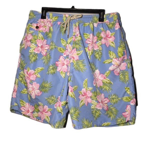 Polo Ralph Lauren Other - Polo Ralph Lauren Mens Swim Trunks Size XLT Lined Tropical Hawaiian Floral Blue